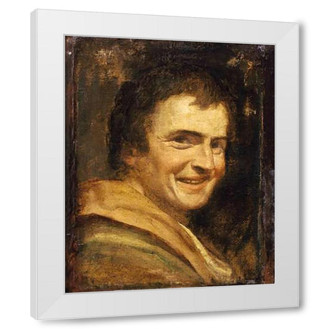 A Smiling Youth White Modern Wood Framed Art Print by Carracci, Annibale