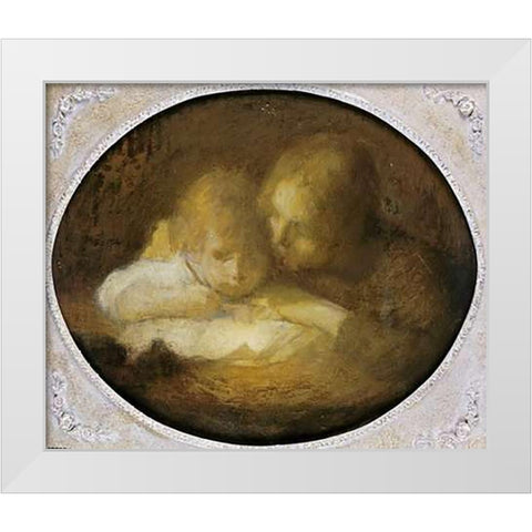 The Writing Lesson White Modern Wood Framed Art Print by Carriere, Eugene