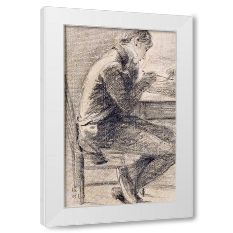 Portrait of An Artist Sketching White Modern Wood Framed Art Print by Constable, John