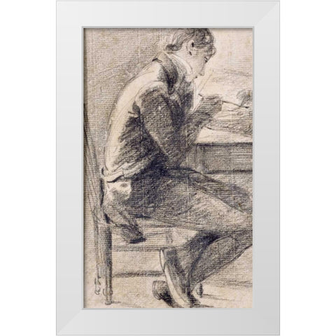 Portrait of An Artist Sketching White Modern Wood Framed Art Print by Constable, John