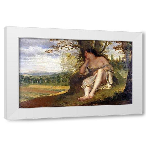The Nap White Modern Wood Framed Art Print by Courbet, Gustave