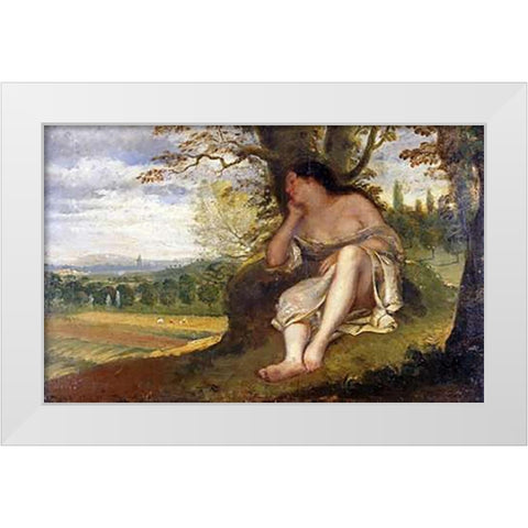 The Nap White Modern Wood Framed Art Print by Courbet, Gustave