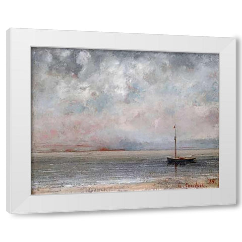 Clouds On Lake Leman White Modern Wood Framed Art Print by Courbet, Gustave