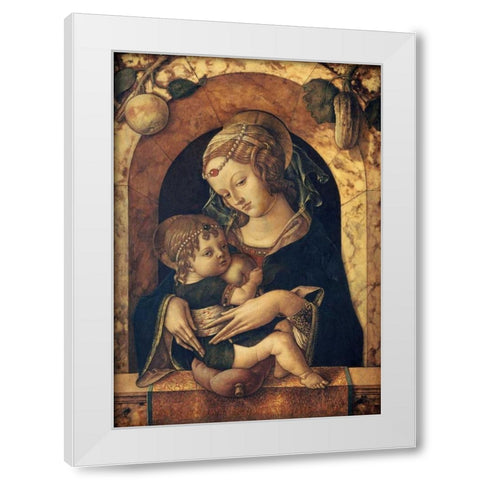 The Madonna and Child at a Marble Parapet White Modern Wood Framed Art Print by Crivelli, Carlo