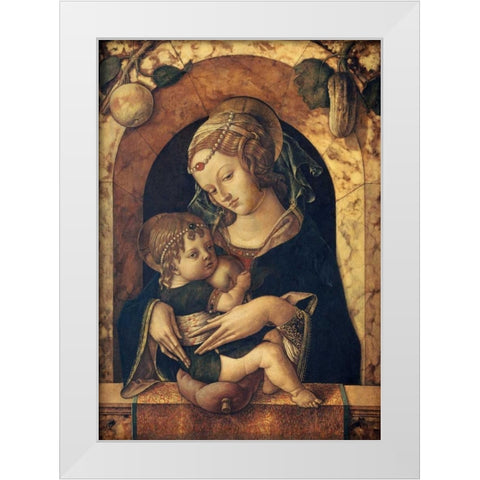 The Madonna and Child at a Marble Parapet White Modern Wood Framed Art Print by Crivelli, Carlo