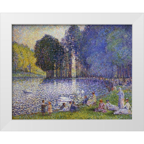 The Lake In The Bois De Boulogne White Modern Wood Framed Art Print by Cross, Henri Edmond