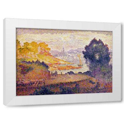 A View of Menton White Modern Wood Framed Art Print by Cross, Henri Edmond