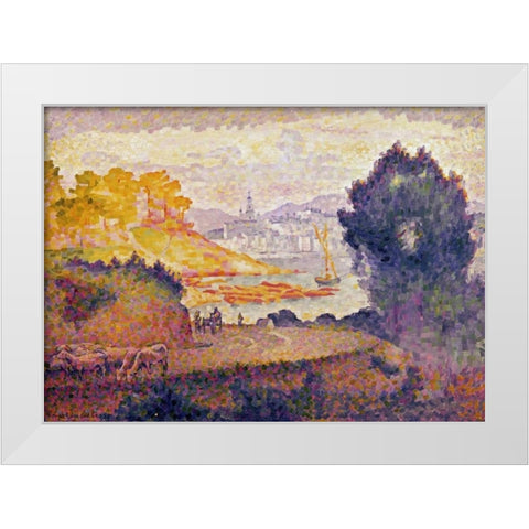 A View of Menton White Modern Wood Framed Art Print by Cross, Henri Edmond