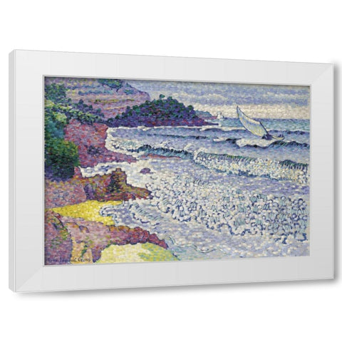 La Mer Clapotante White Modern Wood Framed Art Print by Cross, Henri Edmond