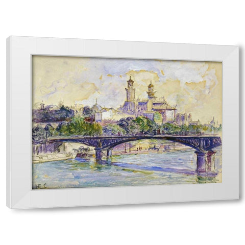 The Seine In front of The Trocadero White Modern Wood Framed Art Print by Cross, Henri Edmond