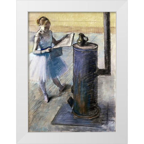 Dancer Resting White Modern Wood Framed Art Print by Degas, Edgar
