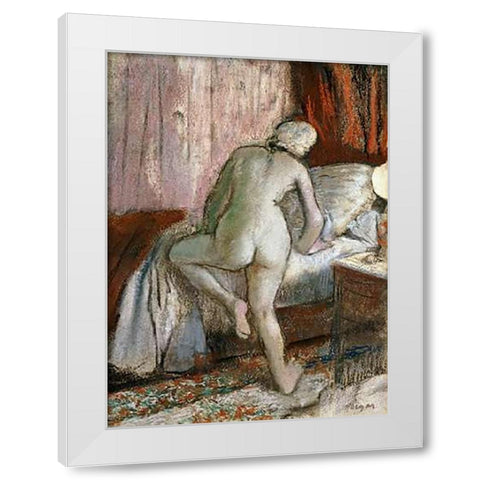 Bedtime White Modern Wood Framed Art Print by Degas, Edgar