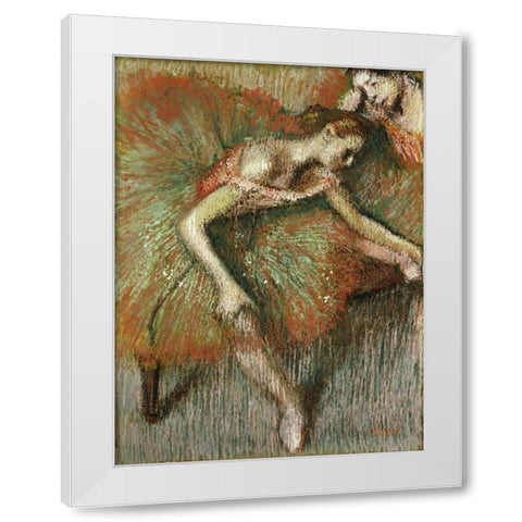 Dancers White Modern Wood Framed Art Print by Degas, Edgar