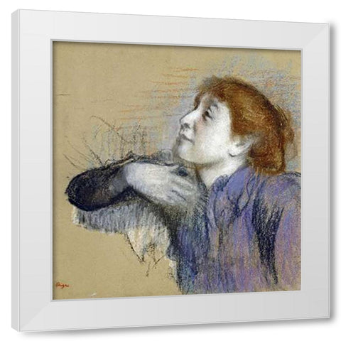 Bust of a Woman White Modern Wood Framed Art Print by Degas, Edgar