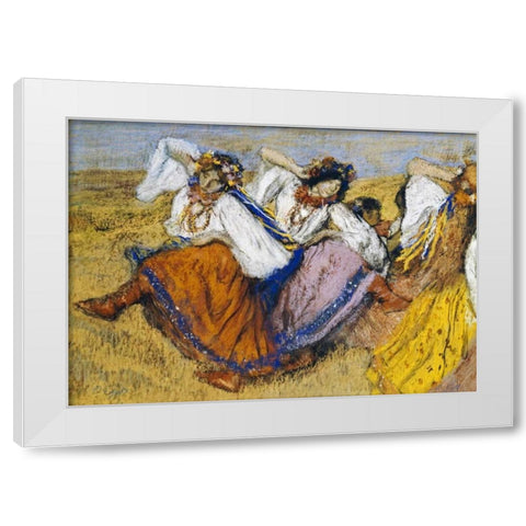 Russian Dancers White Modern Wood Framed Art Print by Degas, Edgar