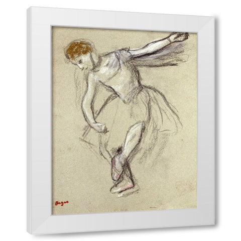 A Dancer Seen In Profile White Modern Wood Framed Art Print by Degas, Edgar
