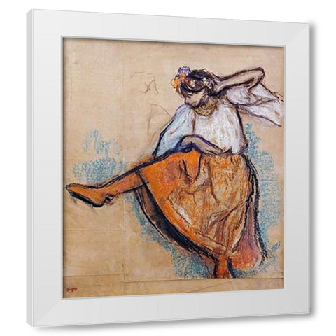 The Russian Dancer White Modern Wood Framed Art Print by Degas, Edgar