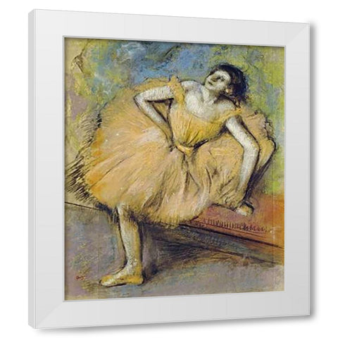 Danseuse Assise White Modern Wood Framed Art Print by Degas, Edgar