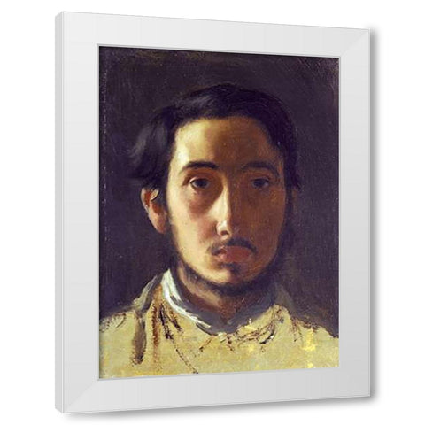 Degas Self Portrait White Modern Wood Framed Art Print by Degas, Edgar