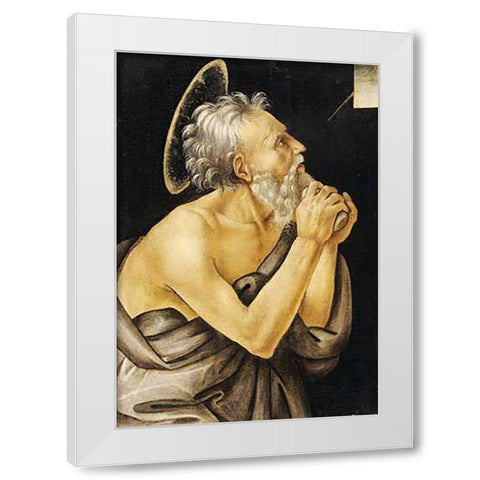 Saint Jerome White Modern Wood Framed Art Print by Lippi, Filippo