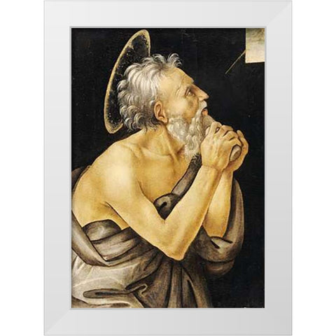 Saint Jerome White Modern Wood Framed Art Print by Lippi, Filippo