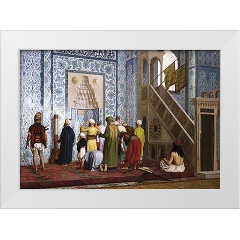 The Blue Mosque. White Modern Wood Framed Art Print by Gerome, Jean Leon