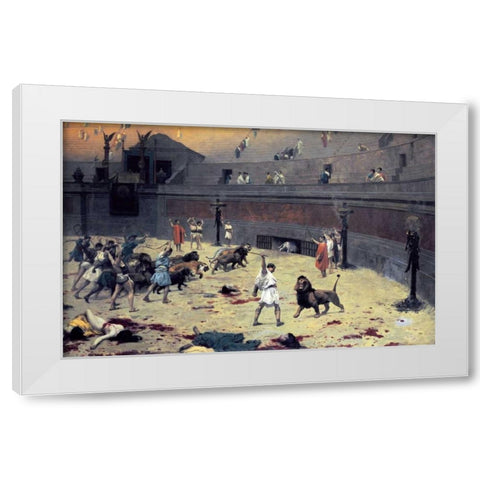 The Reentry of the Lions Into The Arena White Modern Wood Framed Art Print by Gerome, Jean Leon