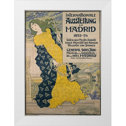 Internationale Ausstellung Zu Madrid White Modern Wood Framed Art Print by Grasset, Eugene
