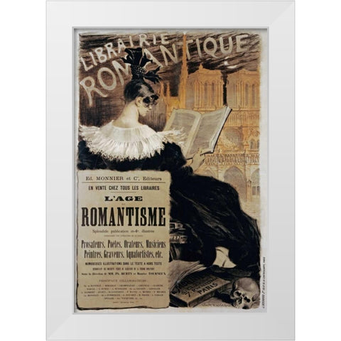Librairie Romantique White Modern Wood Framed Art Print by Grasset, Eugene