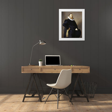 Portrait of a Gentleman White Modern Wood Framed Art Print by Hals, Frans