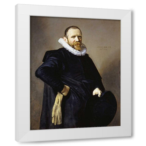 Portrait of a Gentleman White Modern Wood Framed Art Print by Hals, Frans