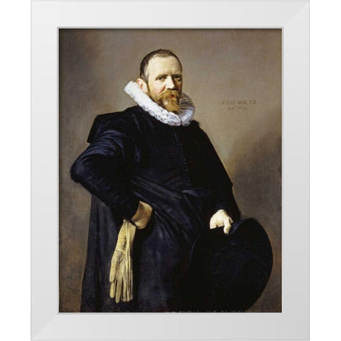 Portrait of a Gentleman White Modern Wood Framed Art Print by Hals, Frans