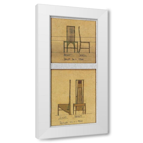 Design For Chairs, 1903 White Modern Wood Framed Art Print by Mackintosh, Charles Rennie