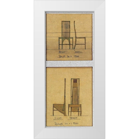 Design For Chairs, 1903 White Modern Wood Framed Art Print by Mackintosh, Charles Rennie