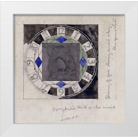 Design For Clock Face, 1917 White Modern Wood Framed Art Print by Mackintosh, Charles Rennie