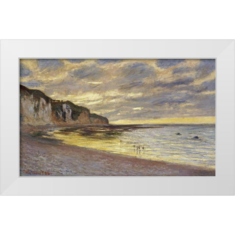 Pointe de Lailly, maree basse White Modern Wood Framed Art Print by Monet, Claude
