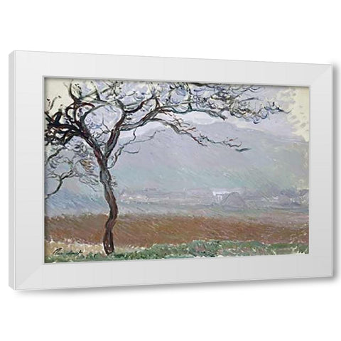 Giverny Countryside White Modern Wood Framed Art Print by Monet, Claude