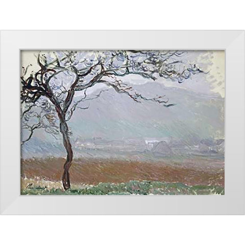 Giverny Countryside White Modern Wood Framed Art Print by Monet, Claude