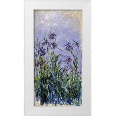 Iris mauves White Modern Wood Framed Art Print by Monet, Claude
