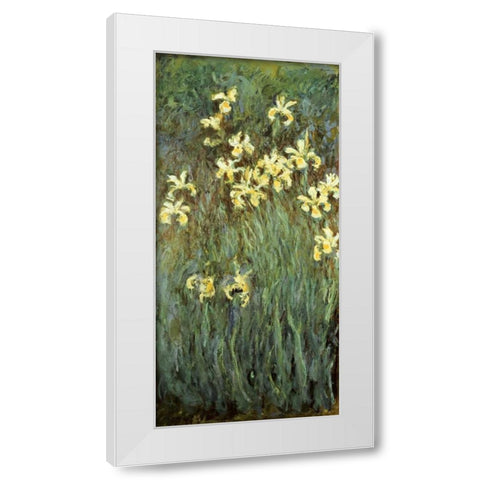 Iris jaunes White Modern Wood Framed Art Print by Monet, Claude