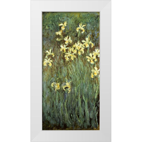 Iris jaunes White Modern Wood Framed Art Print by Monet, Claude