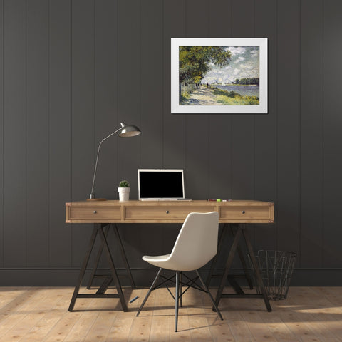 The Seine at Argenteuil White Modern Wood Framed Art Print by Monet, Claude