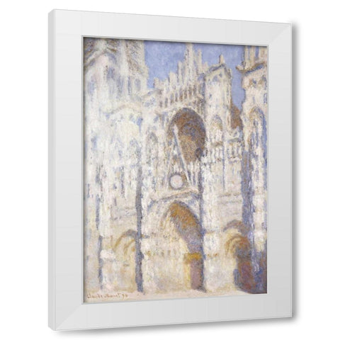 Rouen Cathedral in the Afternoon - The Gate in Full Sun White Modern Wood Framed Art Print by Monet, Claude
