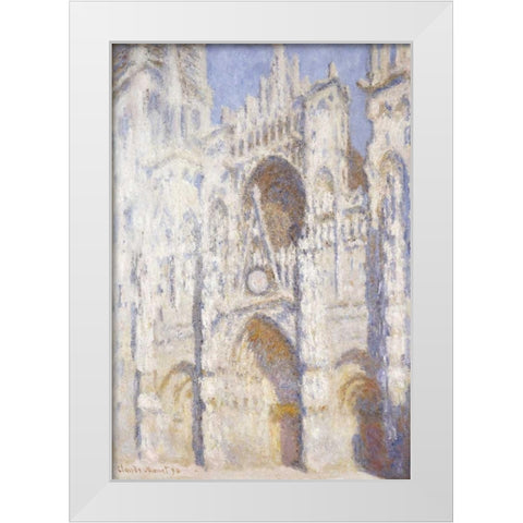 Rouen Cathedral in the Afternoon - The Gate in Full Sun White Modern Wood Framed Art Print by Monet, Claude