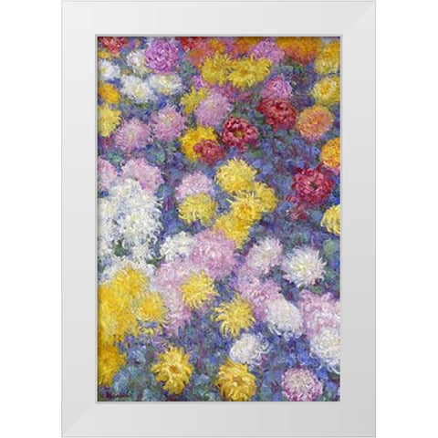 Museumysanthemums White Modern Wood Framed Art Print by Monet, Claude