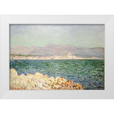 Golfe dAntibes White Modern Wood Framed Art Print by Monet, Claude