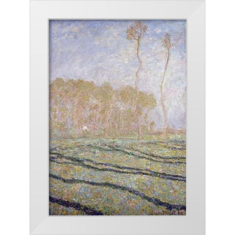 Spring Countryside at Giverny White Modern Wood Framed Art Print by Monet, Claude