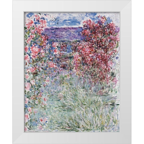 The House in the Roses White Modern Wood Framed Art Print by Monet, Claude