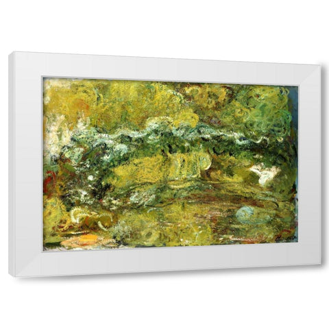 The Japanese Bridge White Modern Wood Framed Art Print by Monet, Claude