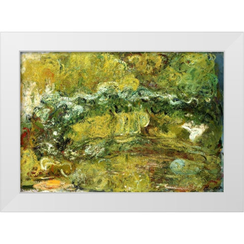 The Japanese Bridge White Modern Wood Framed Art Print by Monet, Claude